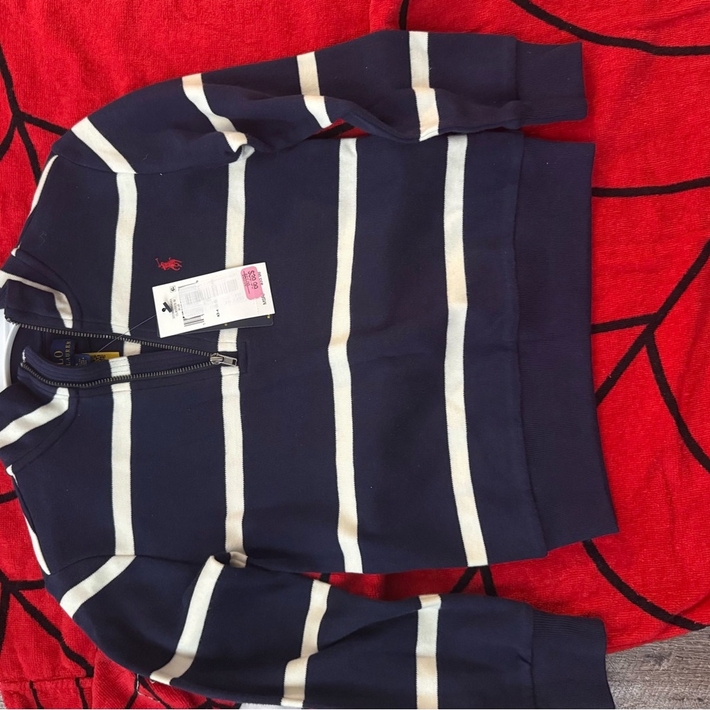 Polo by Ralph Lauren Navy and White Striped Kids Sweater
